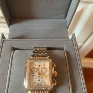 Michele two toned diamond watch